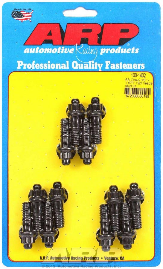 100-1402 12-Point Header Stud Kit - 0.38 x 1.67 in. OAL - Pack of 12