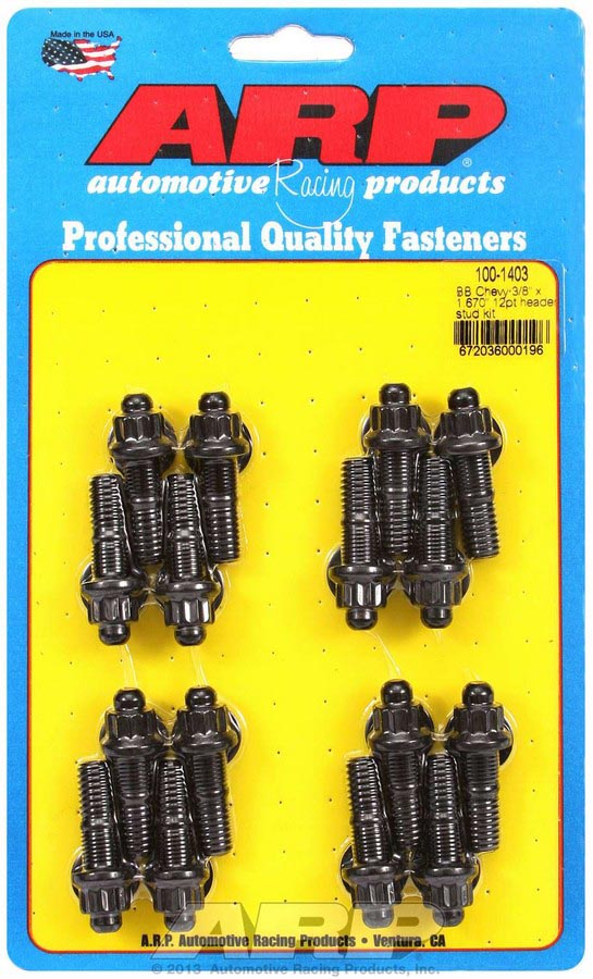 100-1403 12-Point Header Stud Kit for Big Block Chevy - 0.38 x 1.67 in. OAL - Pack of 16