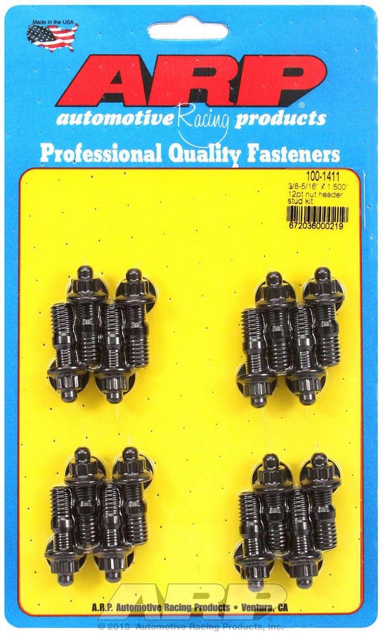 100-1411 12-Point Header Stud Kit - 0.38 x 1.50 in. OAL - Pack of 16