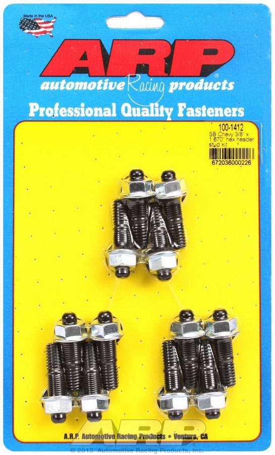 100-1412 6-Point Header Stud Kit - 0.38 x 1.67 in. OAL - Pack of 12