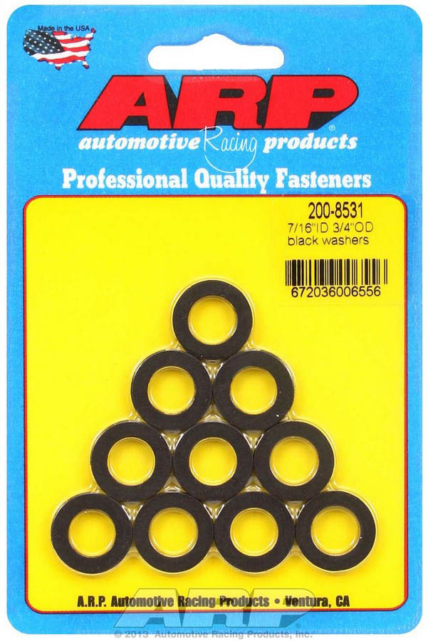 200-8531 Black Washers - 0.44 in. ID x 0.75 in. OD - Pack of 10 -  Whole-in-One, WH3642307