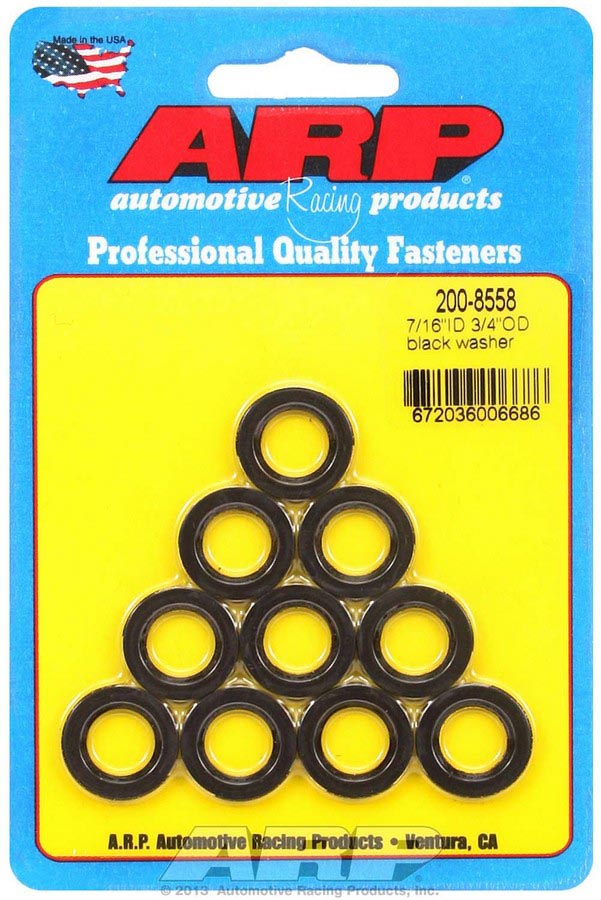 200-8558 Black Washers - 0.44 in. ID x 0.75 in. OD - Pack of 10 -  Whole-in-One, WH3637164