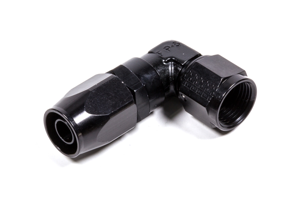 109108-BL 90 deg -8 AN Low Profile Forged Hose End Fitting, Black