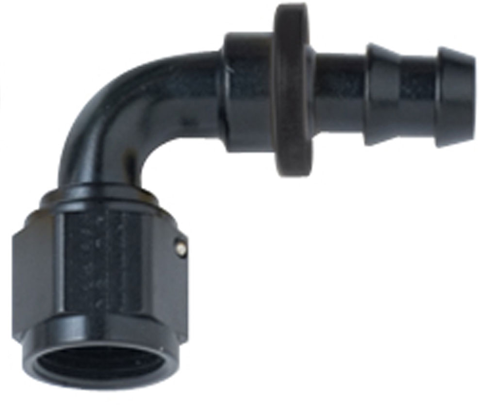 209008-BL 90 deg -08 AN Push-Lock Race Hose End Fitting, Black