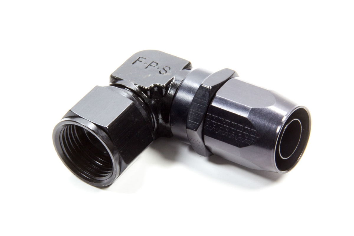 109112-BL 90 deg Low Profile -12 AN Hose End Fitting, Black