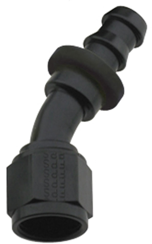 203008-BL 30 deg 8000 Series Push-Lock -08 AN Race Hose End, Black