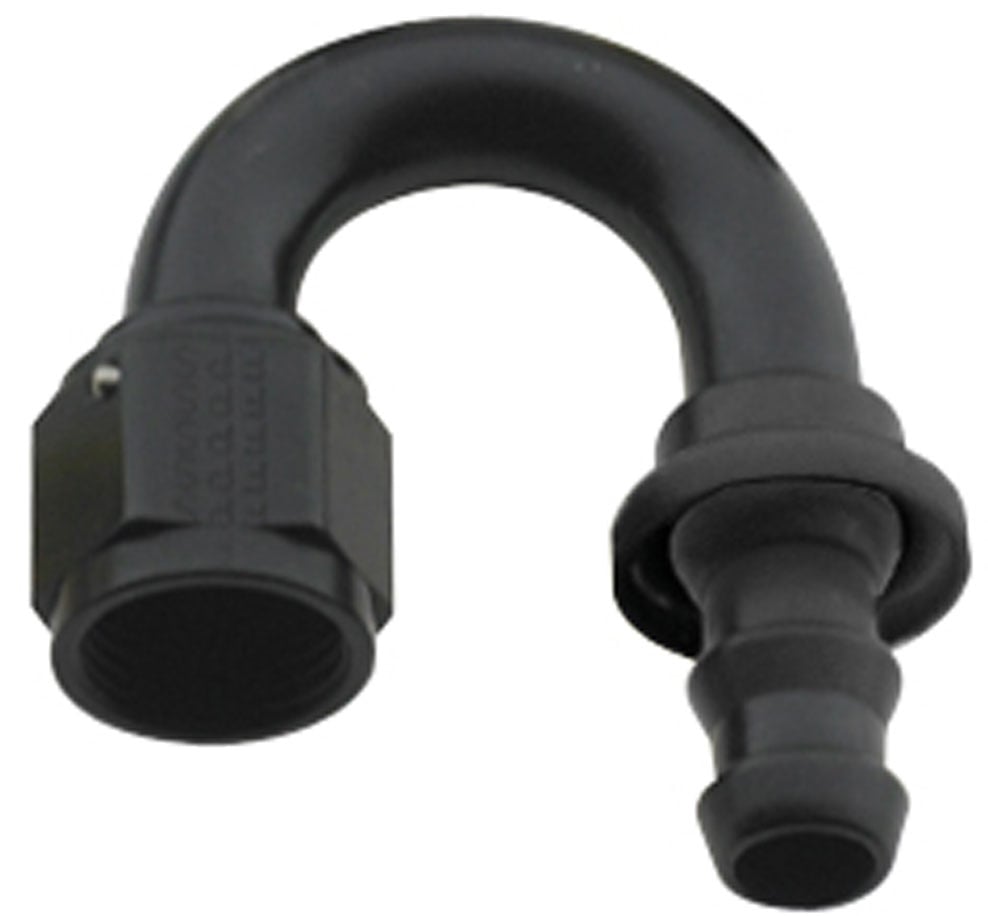 218010-BL 180 deg 8000 Series Push-Lock -10 AN Race Hose End, Black