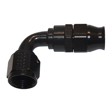 689012-BL 90 deg -12 AN PTFE Hose End, Black