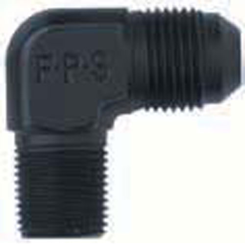 482206-BL 90 deg Aluminum -06 AN to 0.25 NPT Adapter Fitting, Black