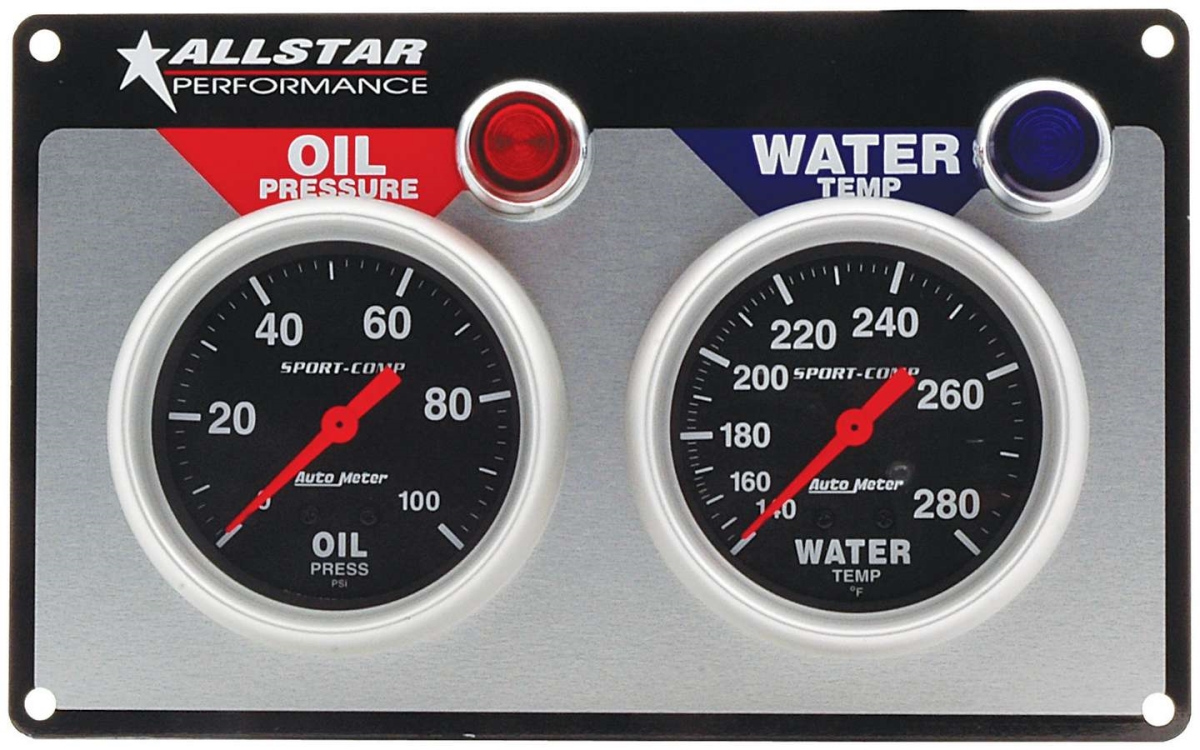 Auto Meter Oil Pressure, Water Temperature Sport-Comp 2 Gauge Panel
