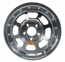 53-285040 15 x 8 in. 53 Series IMCA Rolled Beadlock Wheel, Chrome - 5 x 5 in. Bolt Circle