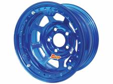 53-985040BLU 15 x 8 in. 53 Series IMCA Rolled Beadlock Wheel, Blue & Chrome - 5 x 5 in. Bolt Circle