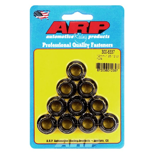 300-8337 12 x 1.25 mm 12 Point Black Oxide Steel Nut - Set of 10