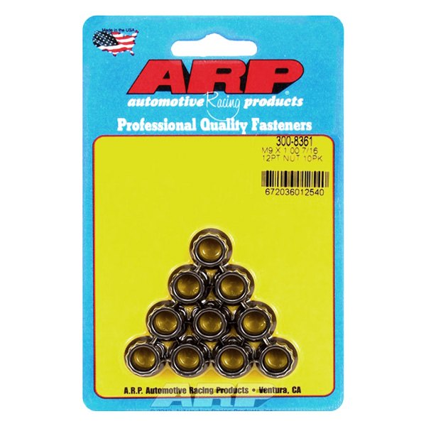 300-8361 9 x 1.0 mm 12 Point Black Oxide Steel Nut - Set of 10