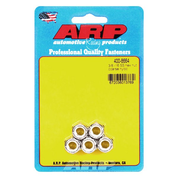 400-8664 0.37-16 in. Stainless Steel Hex Nyloc Nuts - Set of 5, 5PK