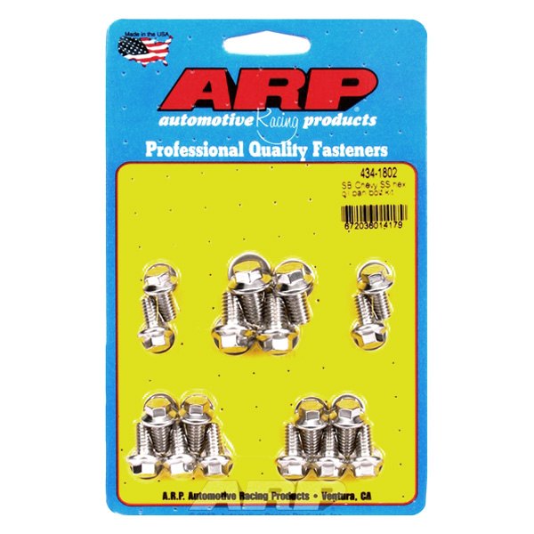 434-1802 6 Point SBC Stainless Steel Oil Pan Bolt Kit for Chevy Small Block 1st Generation