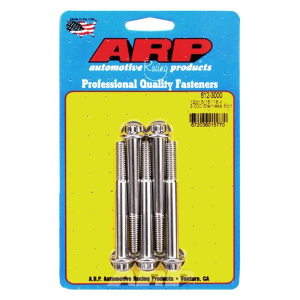 612-3000 0.31-18 x 3 in. Stainless Steel 12 Point Bolt Kit - Set of 5, 5PK