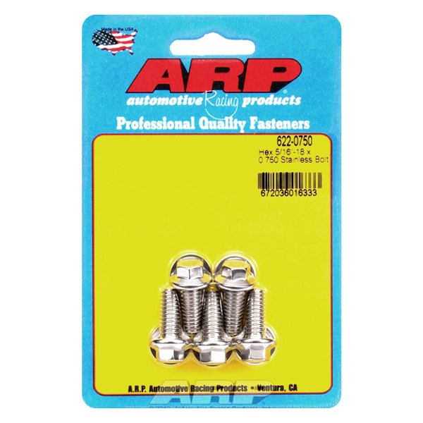 622-0750 0.31-18 x 0.75 in. Stainless Steel 6 Point Bolt Kit - Set of 5