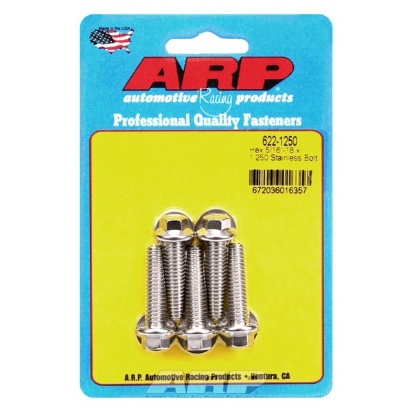 622-1250 0.31-18 x 1.25 in. Stainless Steel 6 Point Bolt Kit - Set of 5
