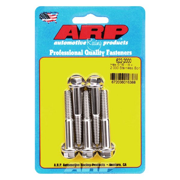 622-2000 0.31-18 x 2 in. Stainless Steel 6 Point Bolt Kit - Set of 5, 5PK