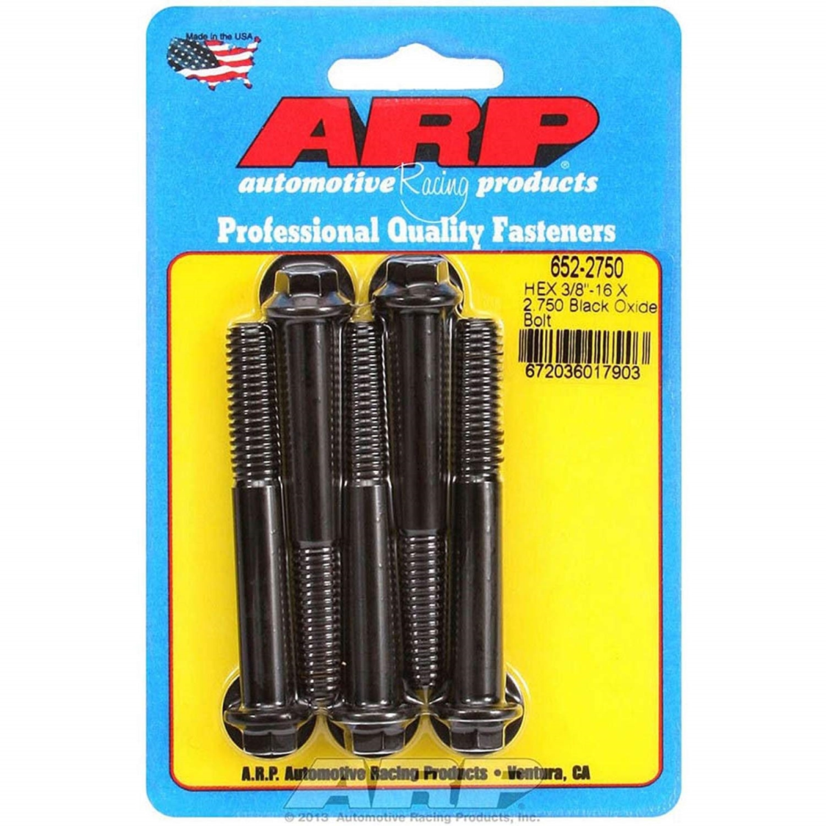 652-2750 0.37-16 x 2.75 in. 6 Point Bolt Kit - Set of 5, 5PK