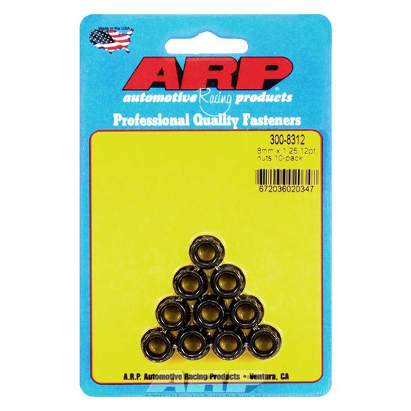 300-8312 8 x 1.25 mm 12 Point Black Oxide Steel Nut - Set of 10, 10PK
