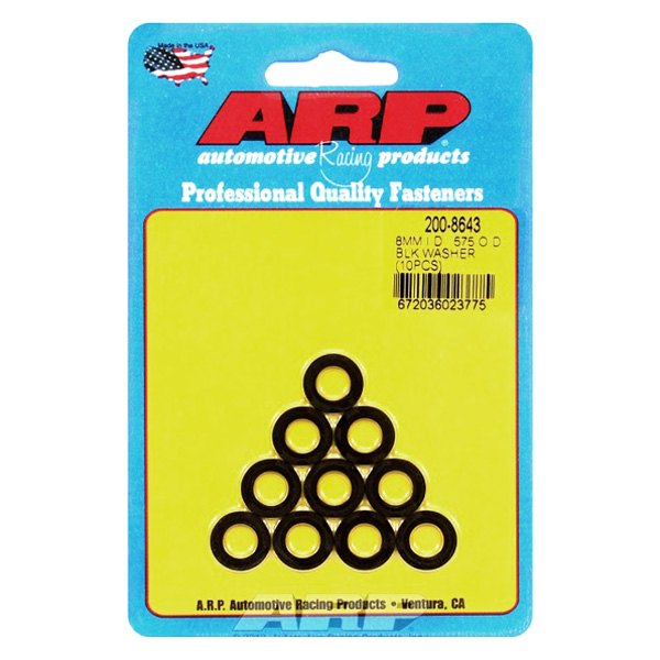 200-8643 8 mm x 0.57 in. Black Washers - Pack of 10
