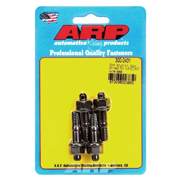 300-2401 Hex Carburetor Stud Kit with 1 Stud Drilled for Wire Seal - Black
