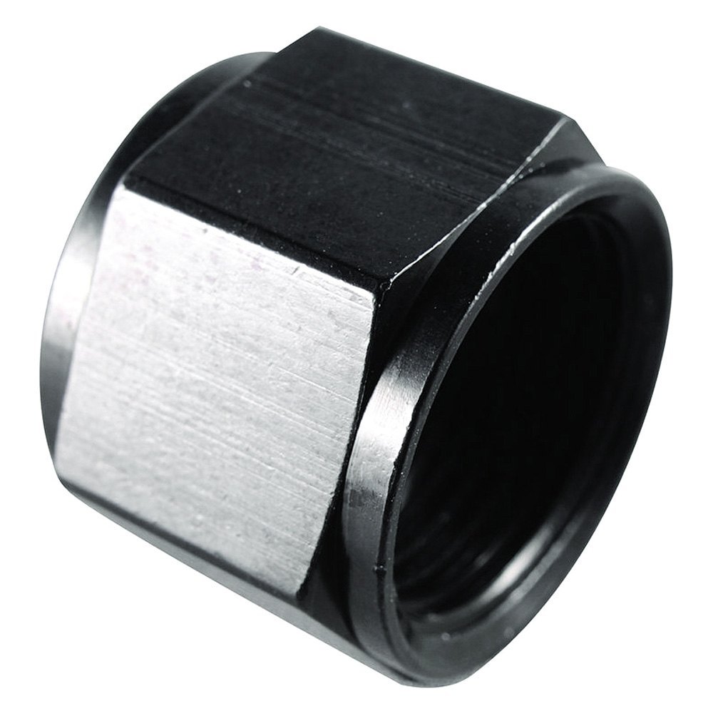 492908-BL -8 AN Aluminum Flare Cap - Black