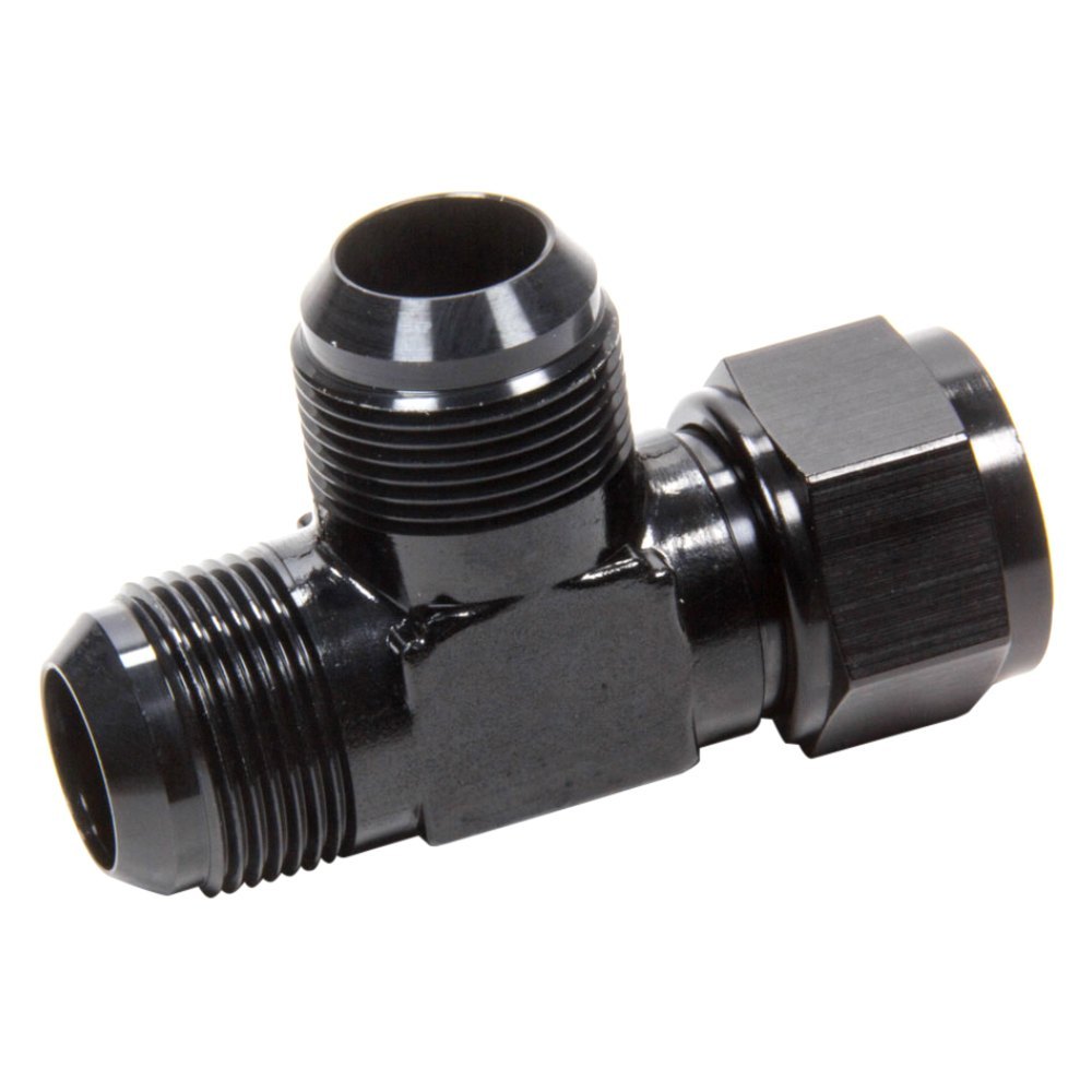 498308-BL -16 AN Female Swivel on Run Tee Adapter Fitting - Black