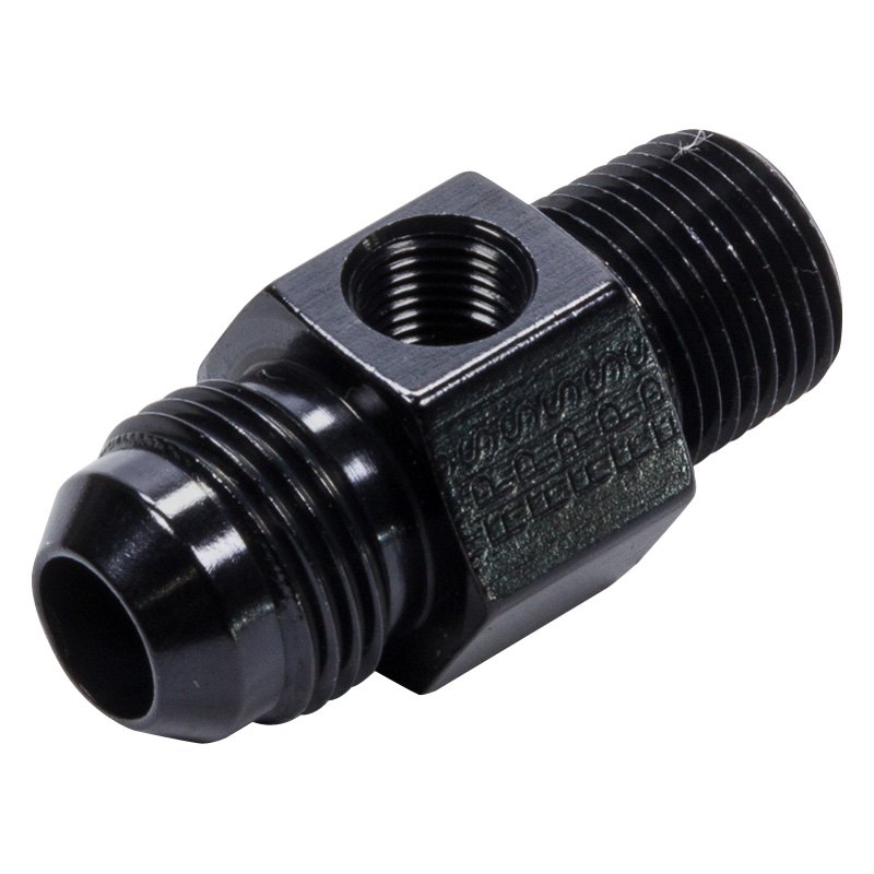 495004-BL -8 AN x 0.37 in. MPT Inline Gauge Adapter Fitting - Black