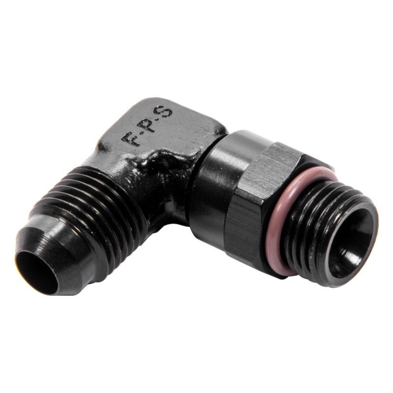 499206-BL -6 AN x 0.56-18 in. 90 deg Swivel Adapter - Black
