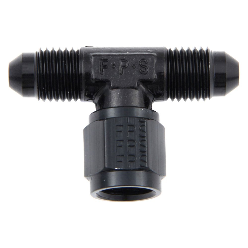 498202-BL -4 AN Female Swivel on Side Tee Adapter Fitting - Black