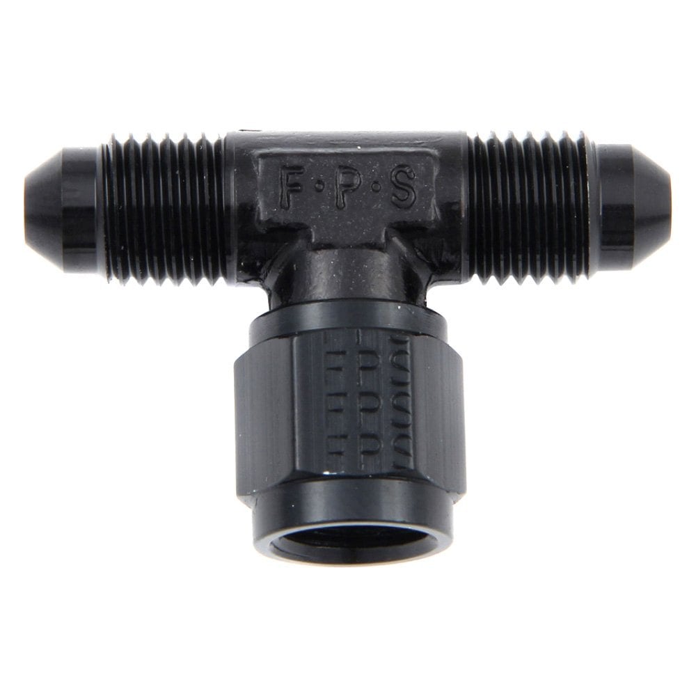 498204-BL -8 AN Female Swivel on Side Tee Adapter Fitting - Black