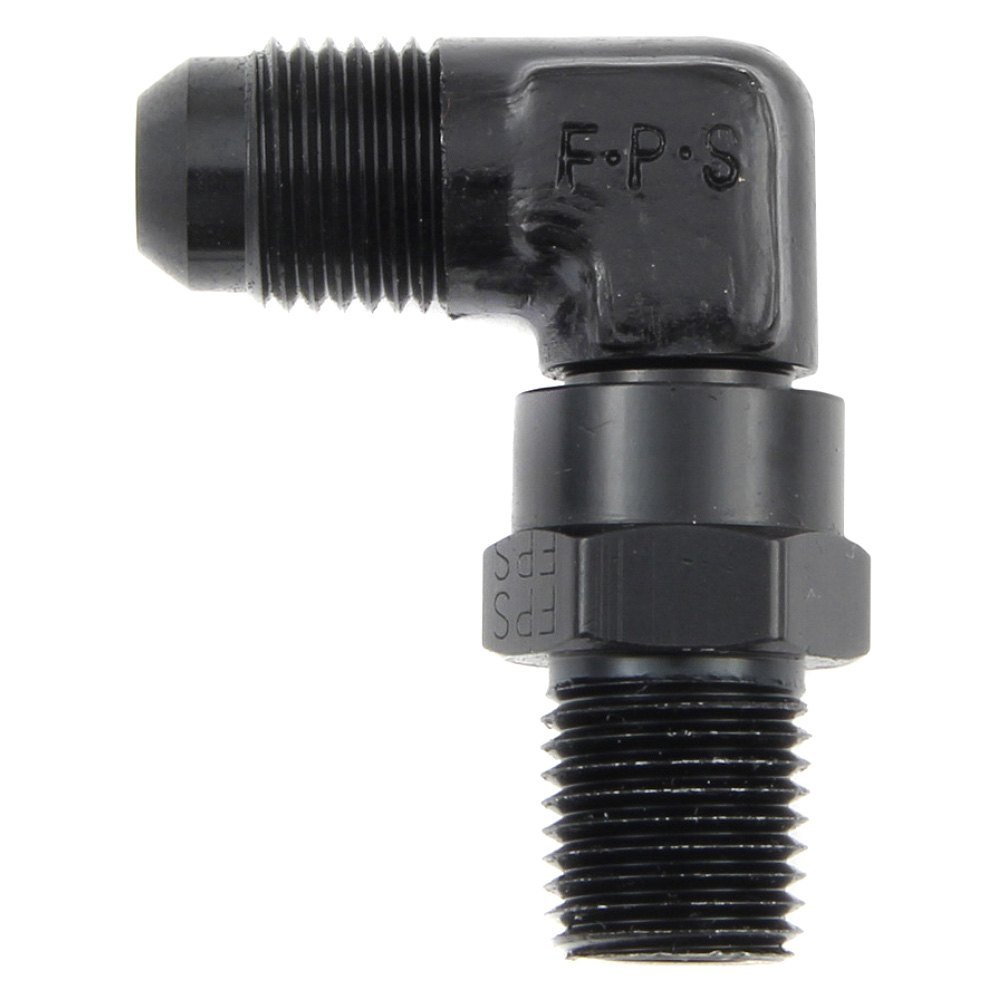 499106-BL -6 AN x 0.25 in. MPT 90 deg Swivel Adapter -Black