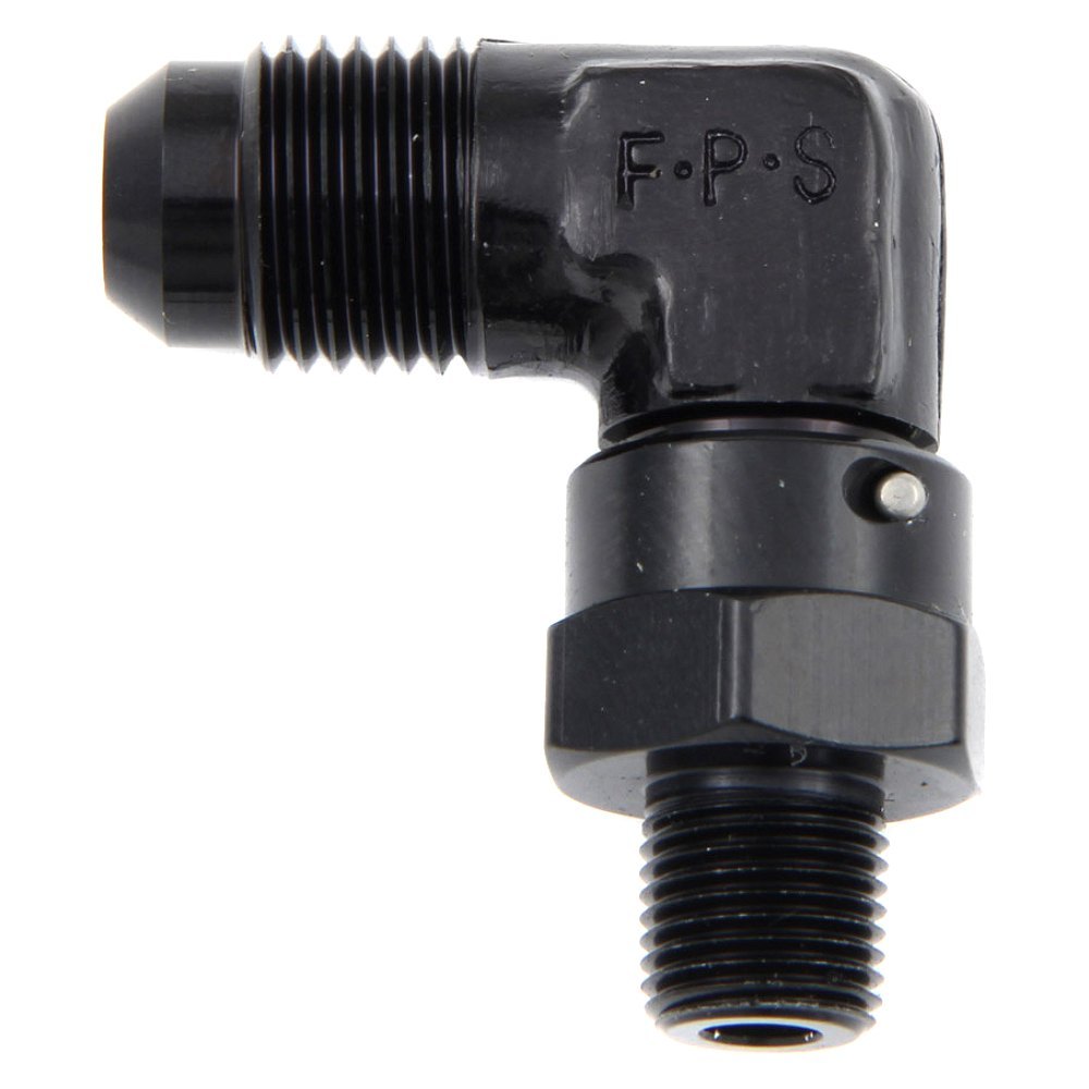 499162-BL -6 AN x 0.12 in. MPT 90 deg Swivel Adapter - Black