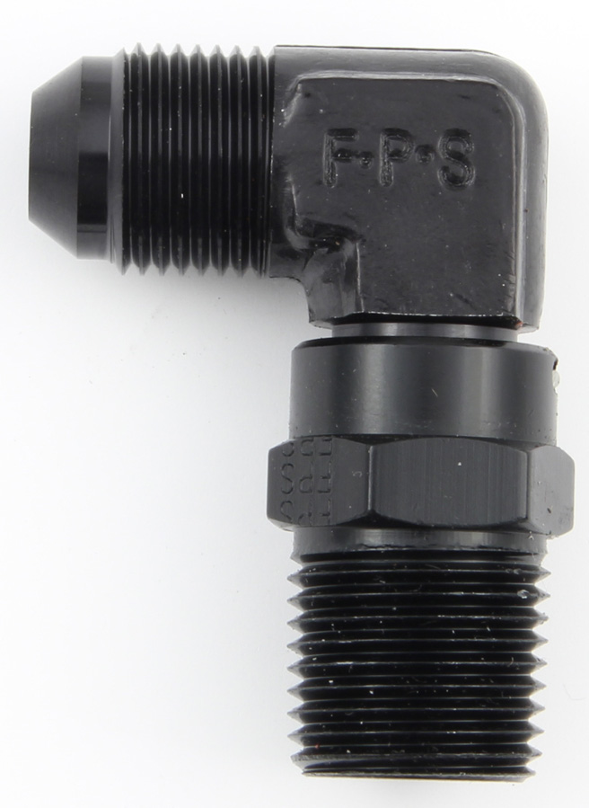499188-BL -8 AN x 0.5 in. MPT 90 deg Swivel Adapter - Black