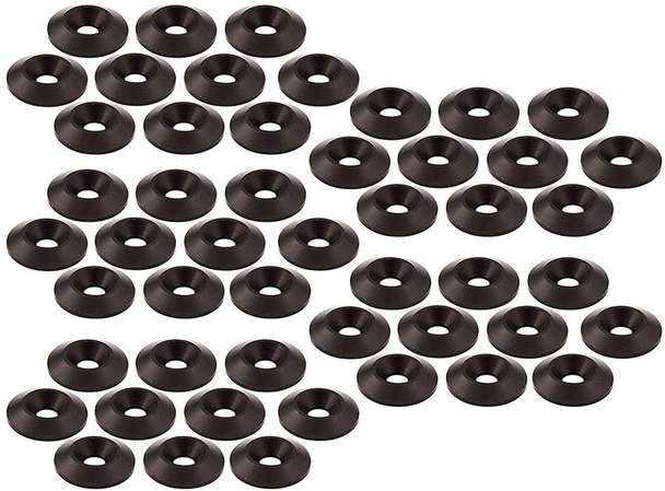 Countersunk Washer, Fits Bolt Size 1/4" ,Aluminum Black Anodize Finish