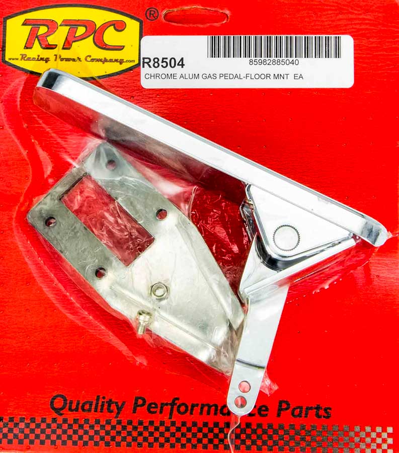 RPCR8504 Rectangle Pedal Assembly Gas Floor Mount - Aluminum - Chrome