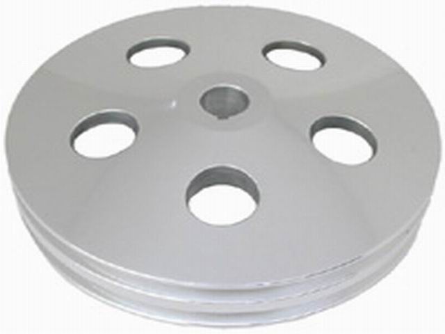 2V GM Satin Power Steering Pulley with Keyway