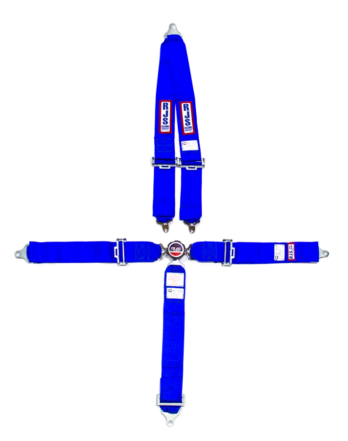 5-Point Quick Release Camlock Restraint System - Roll Bar Mount Shoulder Harness - 3 in. Anti-Submarine Belt - Blue