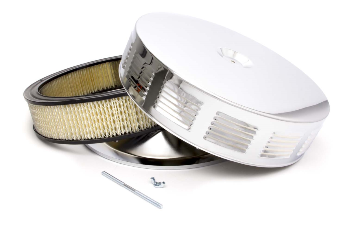 Louvered Air Cleaner Assembly 14 in. Round 3 in. Element 5.12 in. Carb Flange - Drop Base