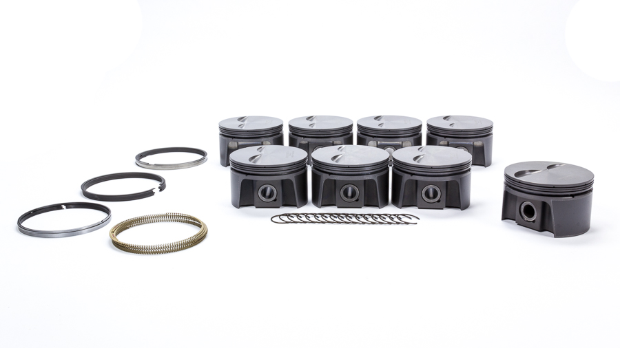 930205566 3.766 in. Bore Powerpak Flat Top Piston Set for Small Block Chevy 305