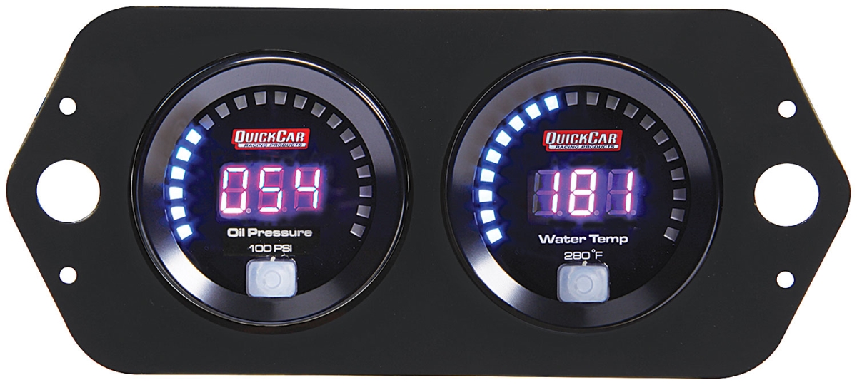 QRP67-2004 2-Gauge Open Wheel Oil Pressure-Water Temperature Digital Panel -  QUICKCAR RACING PRODUCTS