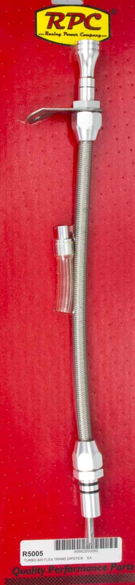 Bellhousing Mount Transmission Dipstick Braided & Billet - Stainless Natural TH400