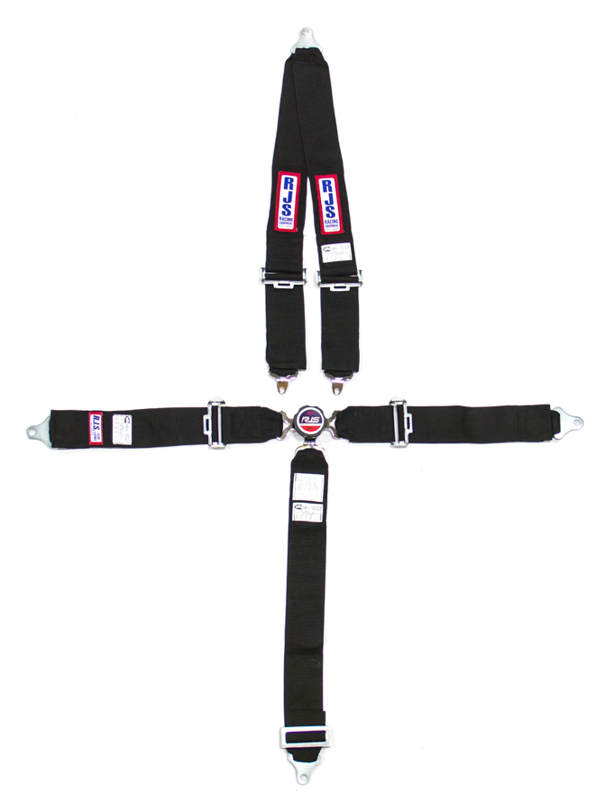 5-Point Quick Release Camlock Restraint System - Roll Bar Mount Shoulder Harness - 3 in. Anti-Submarine Belt - Black