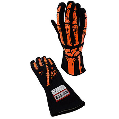 Single Layer Skeleton Gloves, Orange - Large