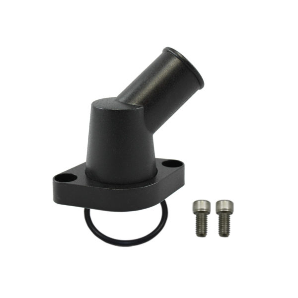 45 deg O-Ring Style Water Neck for Chevy, Black