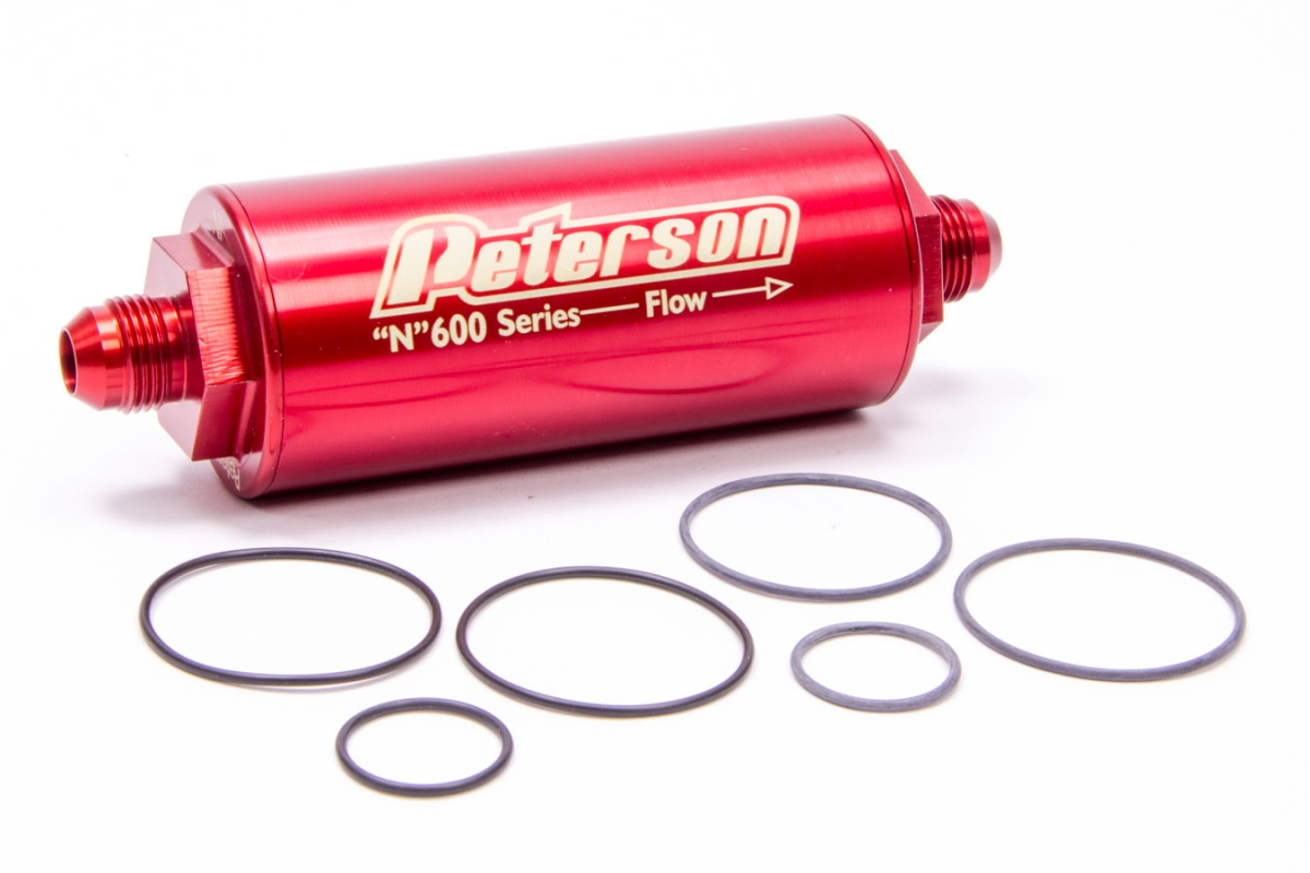 600 Series Inline Fuel Filter -60 Micron -08 AN Fittings