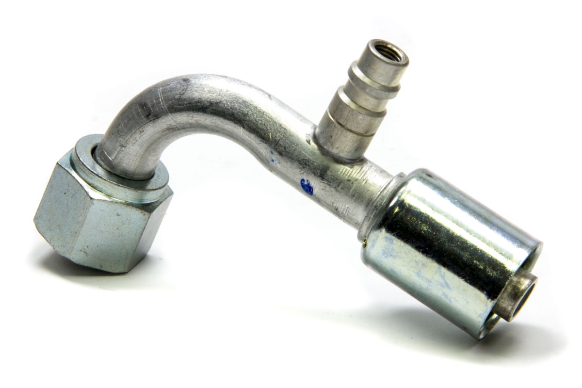 VIN35533-VUG Hose End Fitting - AC Refrigerant 90 deg 10 AN Hose Crimp to 10 AN Female O-Ring - Charge Port